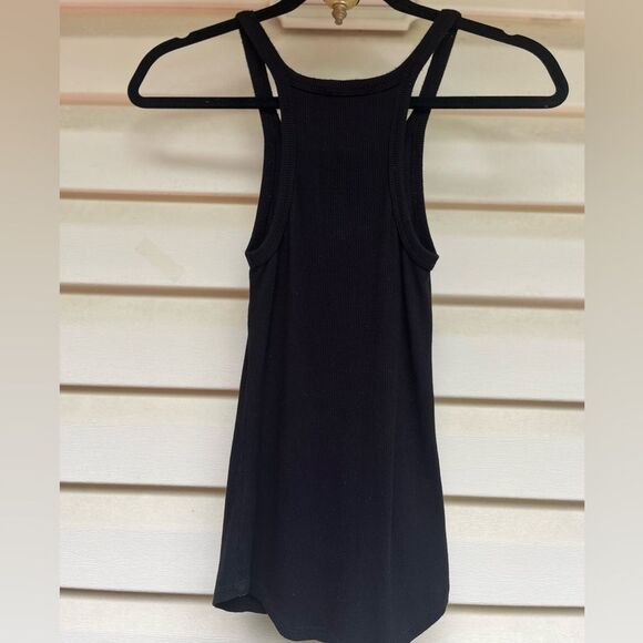 LNA by Revolve black ribbed tank top, deep cut shoulders, oval hem, size  XS - Picture 1 of 7